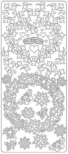 Flowers Lines - Peel-Off Sticker Sheet - White