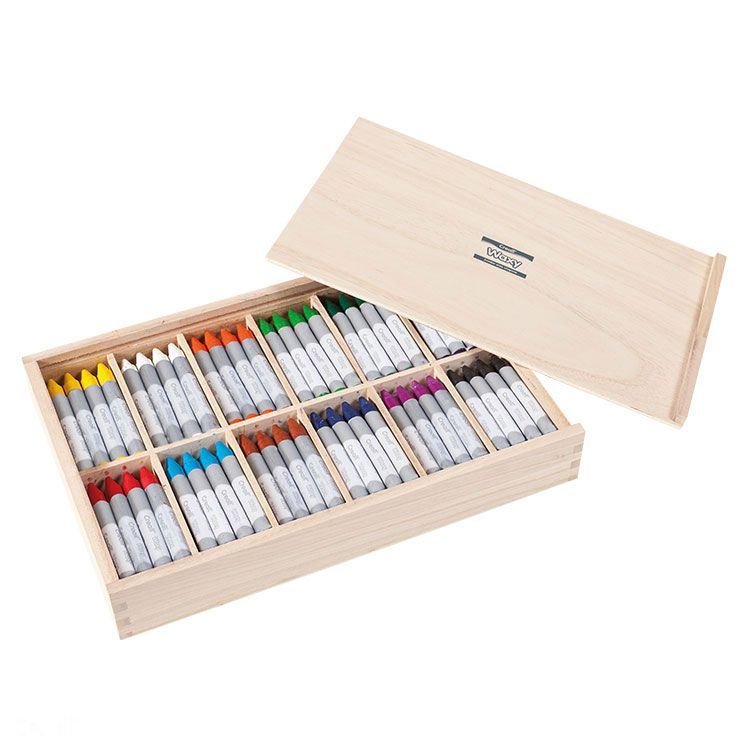 Creall-waxy wooden box assortment - 12 Colours - Ø 12 mm