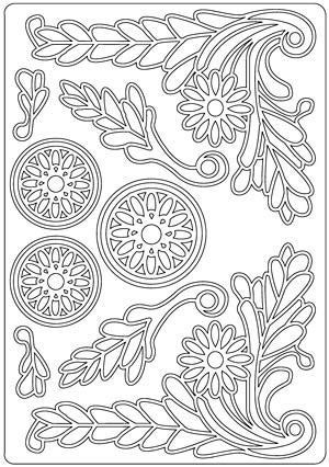 Large Flowers  - Ornament A5 Sticker Sheet - Gold
