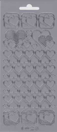 Hearts- Peel-Off Stickersheet - Silver