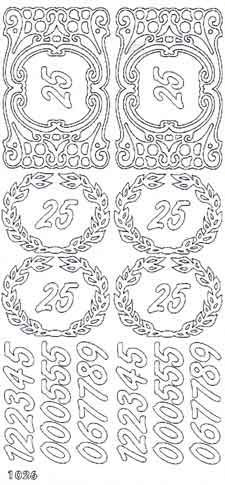 Numbers & Wreaths 25 - Peel-Off Auto Collants - Or