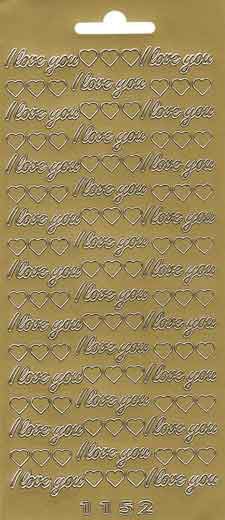 I Love You + Hearts- Peel-Off Stickersheet - Gold