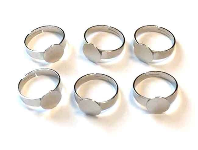 6 Ringe mit 10mm Top - Silber