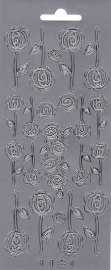 Flowers - Peel-Off Sticker Sheet - Silver