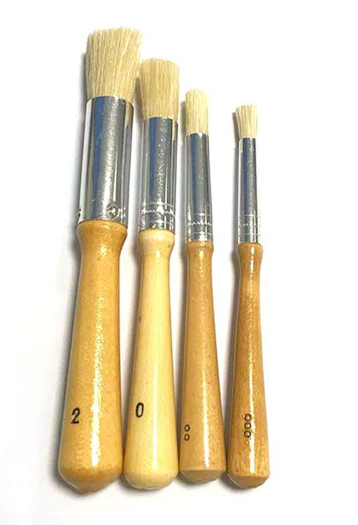 Stencil Brushes Set - 4pcs -  Sizes: 000, 00, 0, 2