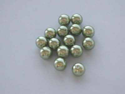 Glass Pearls Round - 14mm - Green
