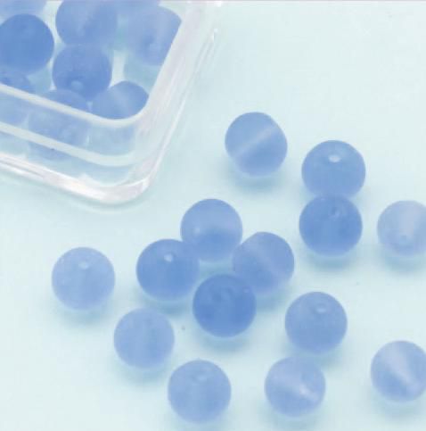 Perle en verre rond - 6mm - Bleu mat