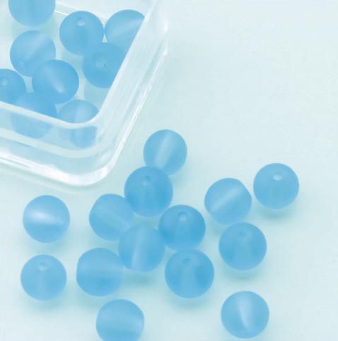 Perle en verre rond - 6mm - Bleu Clair mat