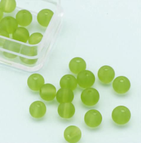 Perle en verre rond - 6mm - Olive mat