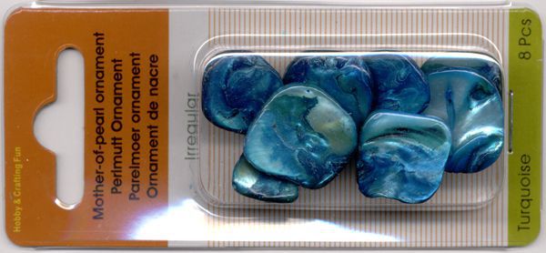 Mother-of-pearl Ornament - Turquoise - 8 Pcs
