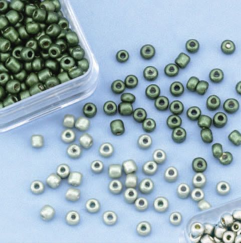 Perles de Rocailles metallic  - 8/0 - Vert clair, Vert foncé