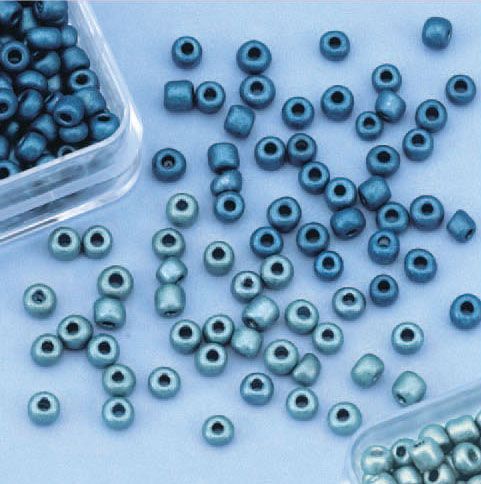 Perles de Rocailles metallic  - 8/0 - Bleu clair, Bleu foncé