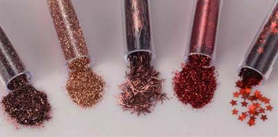 Glitter Delicious Set - 5 assorted colors and sizes - 5 x 1.8 grs per bottle 