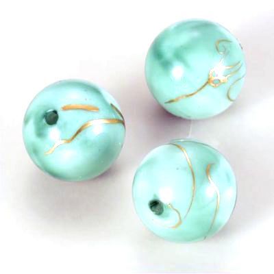 Rond - Bijoux Perles de peinture à l'huile - Jade