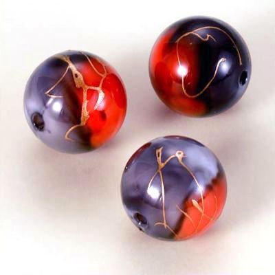 Rond - Bijoux Perles de peinture à l'huile - Noir