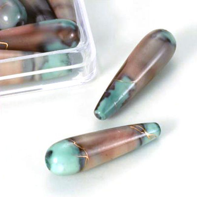 Water drop - Oil Paint Jewelry Beads - Jade Brown