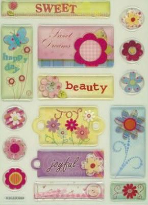 Flowers and Butterflies - Relief Stickers