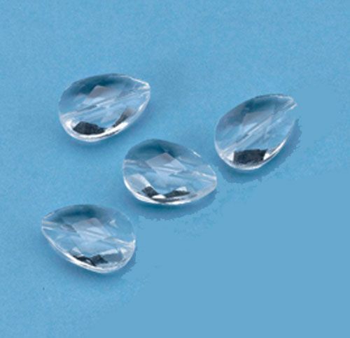 Faceted Glass Beads Almond - 10x15mm - Transparent
