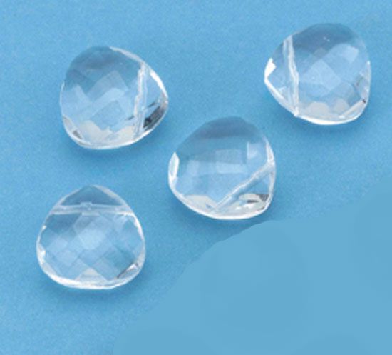 Faceted Glass Beads Heart - 13mm - Transparent
