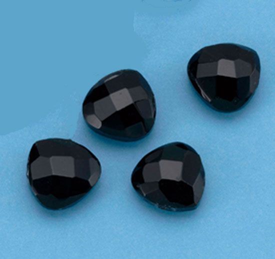 Perles en Verre Facette de Super Qualite Coeur - 13mm - Noir Opaque