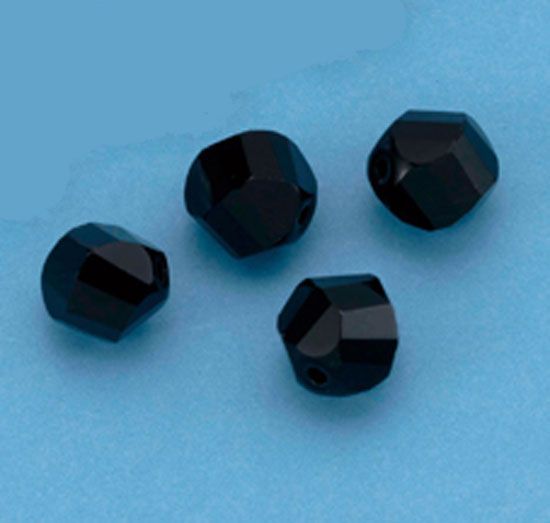 Faceted Glass Beads Top Quality Irregular - 10mm - Opaque Black
