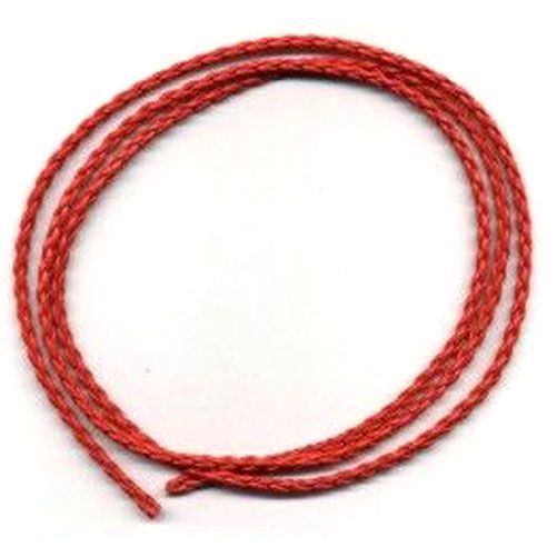 Woven Leather-like Cord - Red - 3mm x 1M