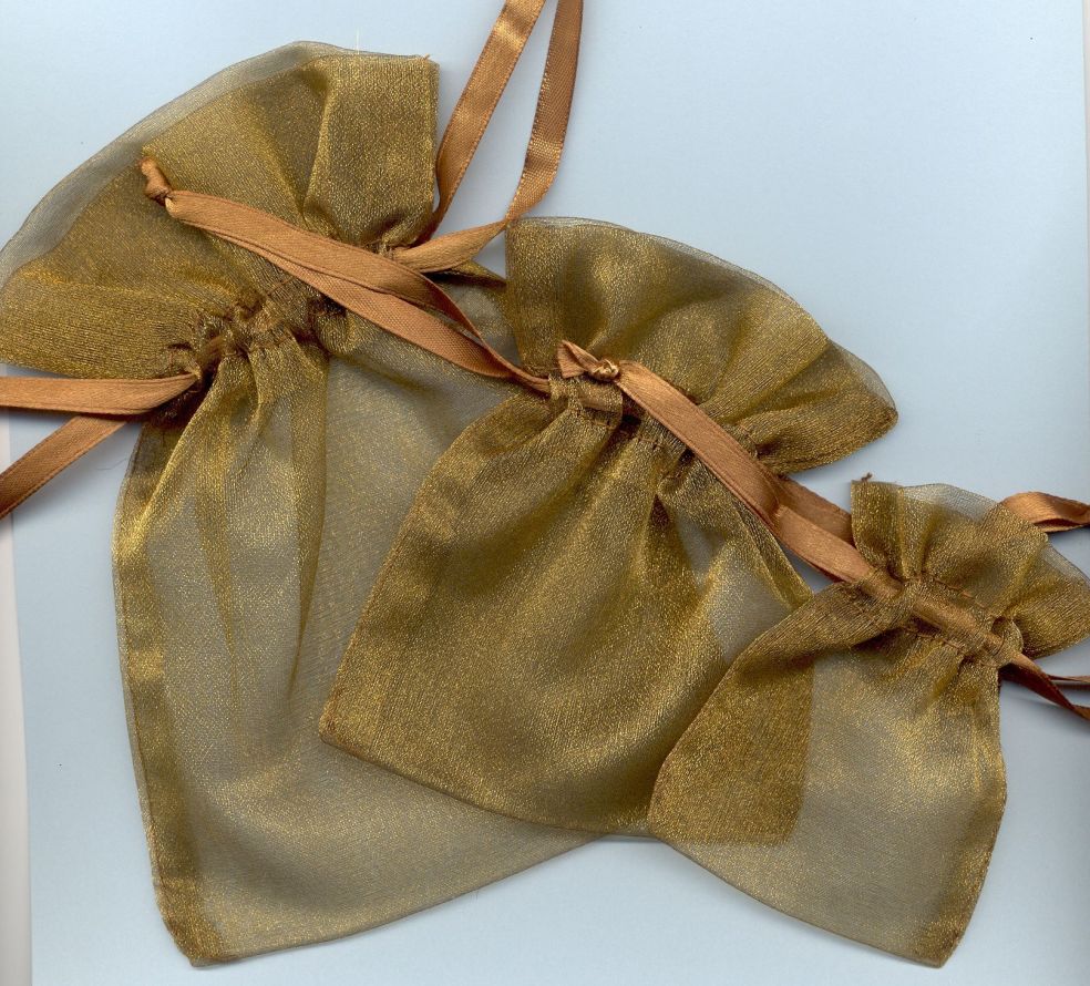 Organza Bags Set - 3 sizes - Brown