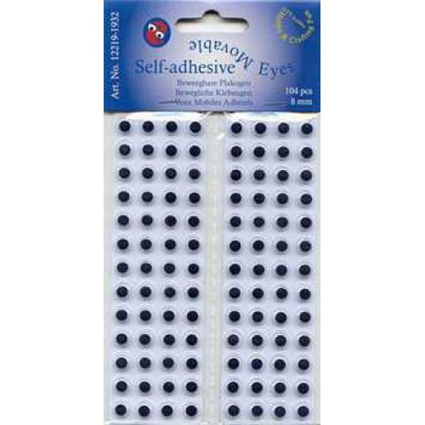 Self-Adhesive Movable Eyes - Round - 8mm