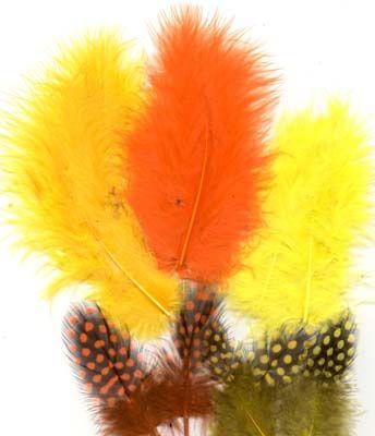 Feathers - Marabou & Guinea - Mix, Easter - 6 x 3 = 18 pcs