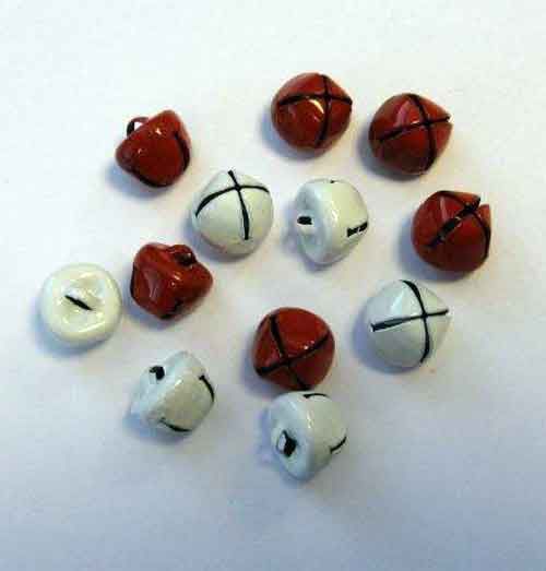 Christmas Bells - White and Red - 10mm