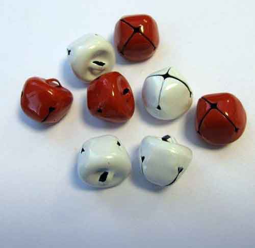 Christmas Bells - White and Red - 15mm