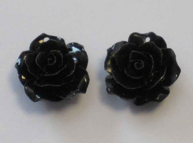 Rose Jewelry Pendant - Black - 25mm
