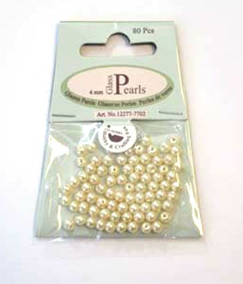 Perles en verre Rond - 4mm - Beige 