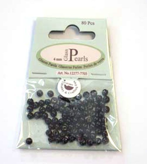 Perles en verre Rond - 4mm - Noir
