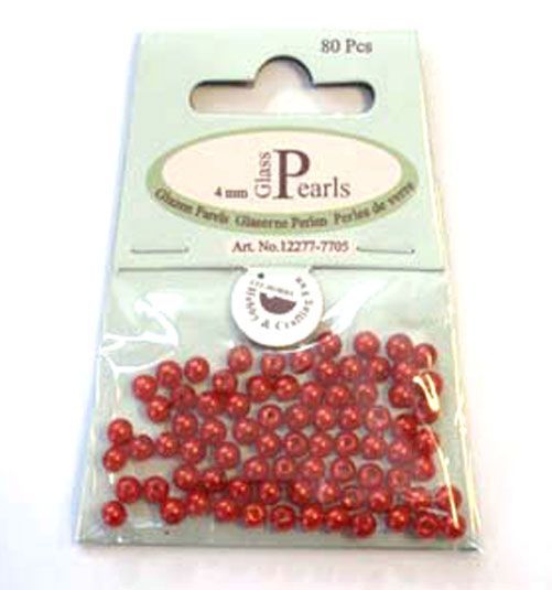 Perles en verre Rond - 4mm - Rouge