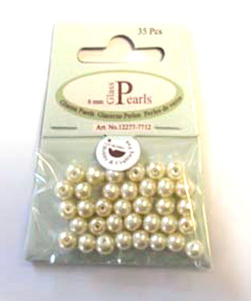 Perles en verre Rond - 6mm - Beige