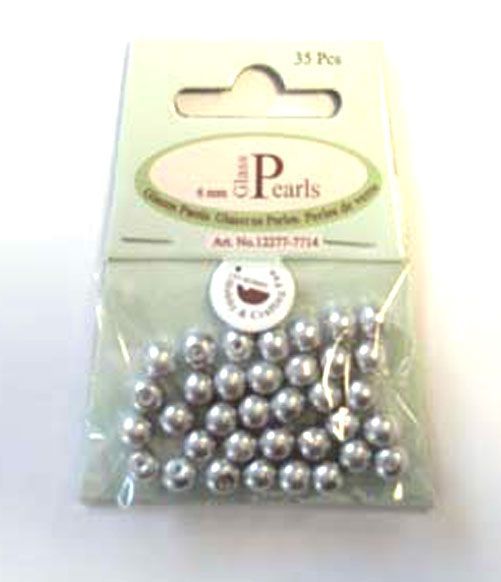 Perles en verre Rond - 6mm - Gris Claire
