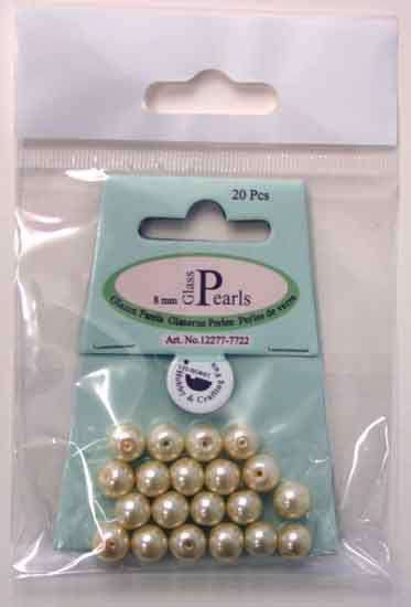 Perles en verre Rond - 8mm - Beige