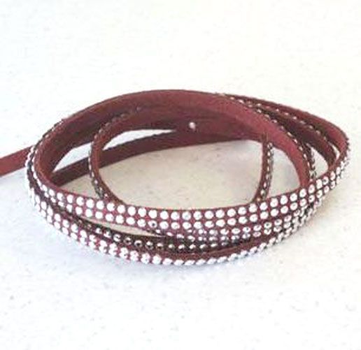 Faux Suède Cord With double row Studs - 5mm - Wine - 1m/ header bag