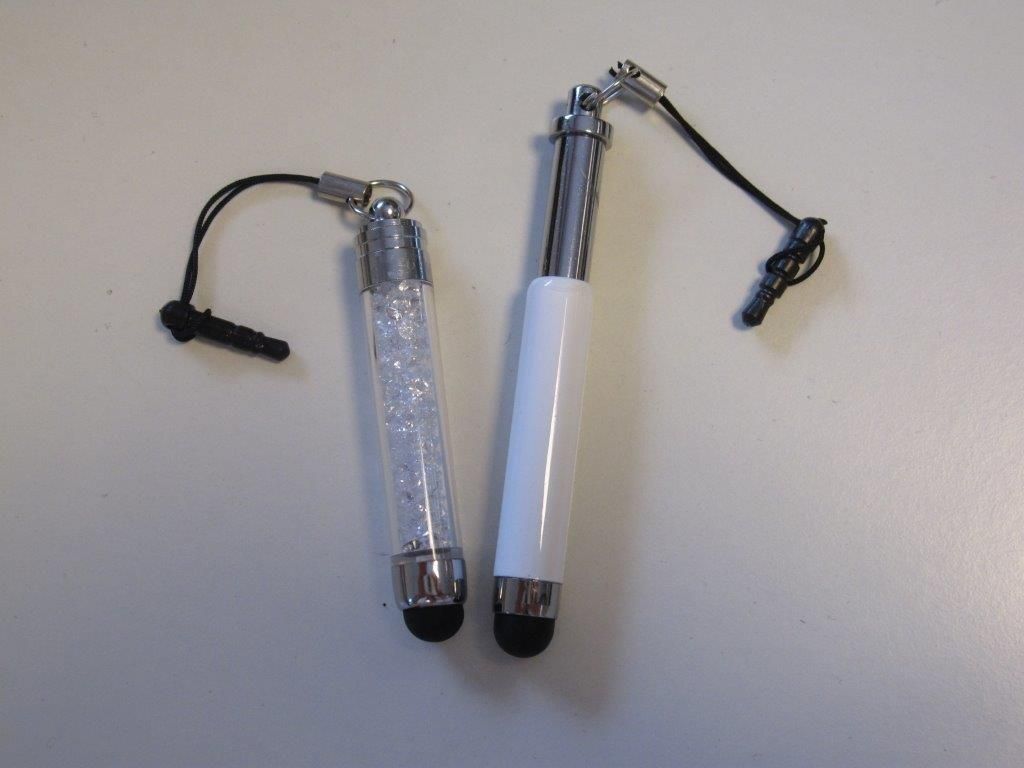 Touch Screen Pen Set, White(extendable, 5.5-7.5cm) and w Jewelry Stones (5.5cm), 2pcs/header bag 