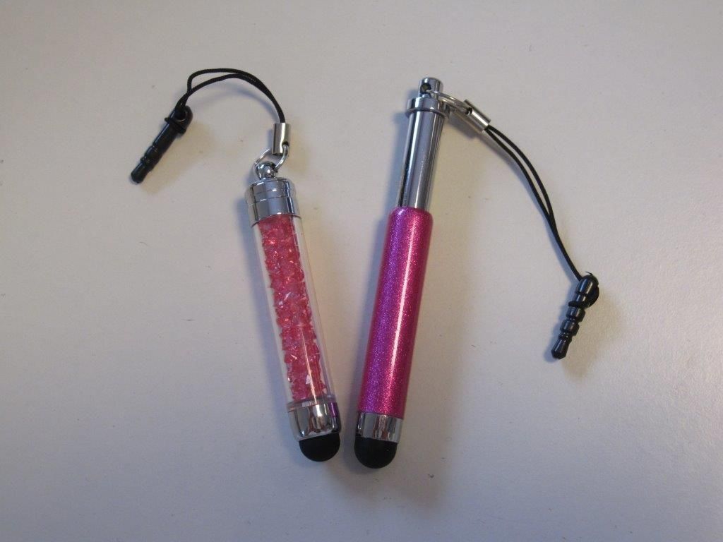 Touch Screen Pen Set, Fuchsia (extendable, 5.5-7.5cm) and w Jewelry Stones (5.5cm), 2pcs/header bag