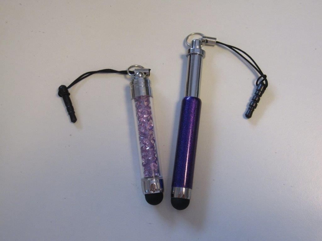 Touch Screen Pen Set, Purple (extendable, 5.5-7.5cm) and w Jewelry Stones (5.5cm), 2pcs/header bag