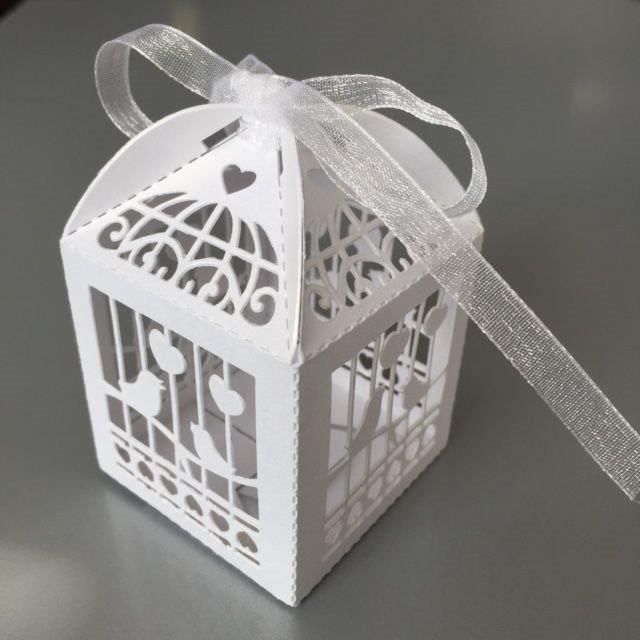10 Birdcage Filigree Boxes - Pearl White
