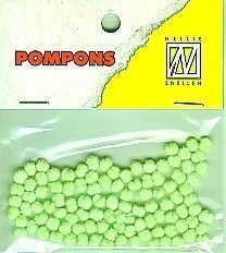 Mini Pom Poms - 3mm - Neon Vert - 100pcs