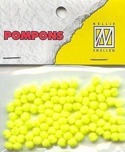 Mini Pom Poms - 3mm - Neon Jaune - 100pcs