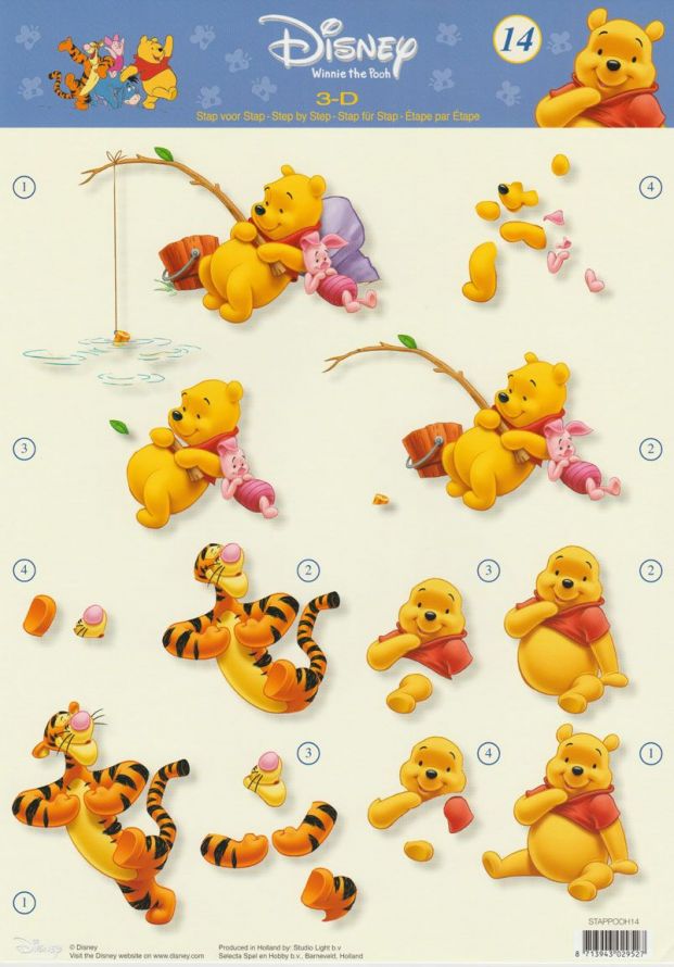 Winnie the Pooh - 3DA4 Stap voor Stap Knipvel