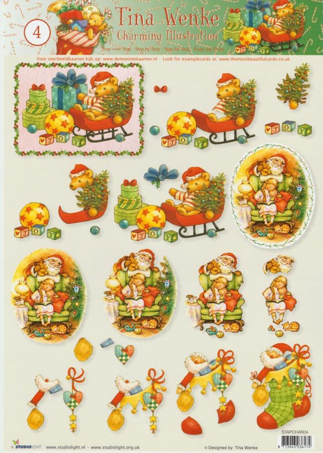 Charming Illustrations Christmas - 3DA4 Step by Step Decoupage Sheet