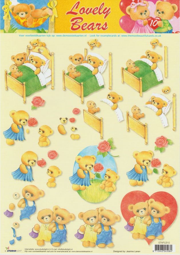 Lovely Bears - 3DA4 Step by Step Decoupage Sheet