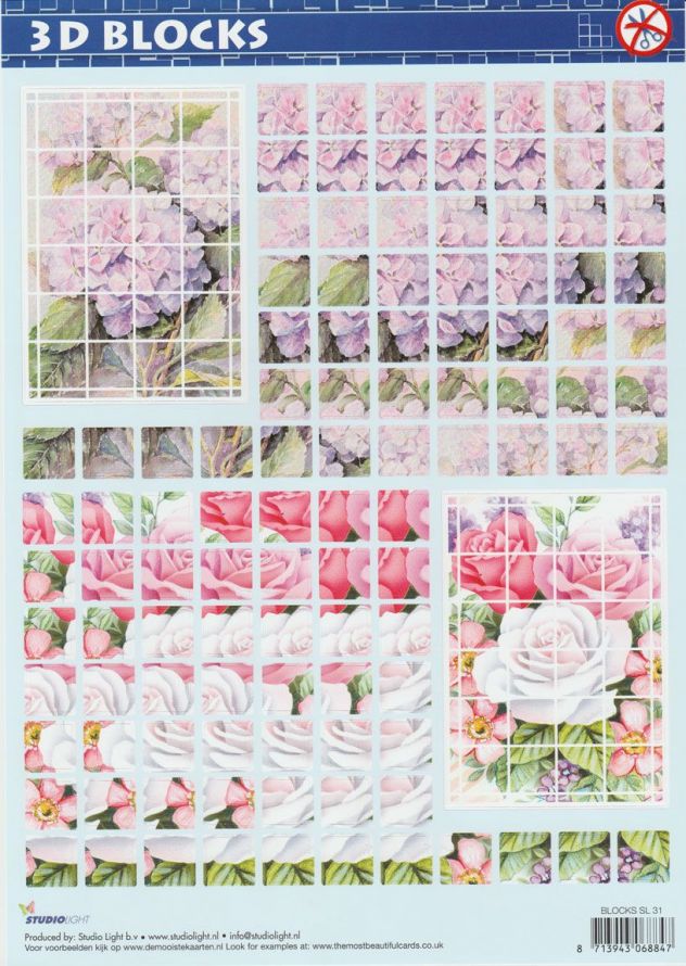 Flowers - Blocks - 3DA4 Die-cut Sheets