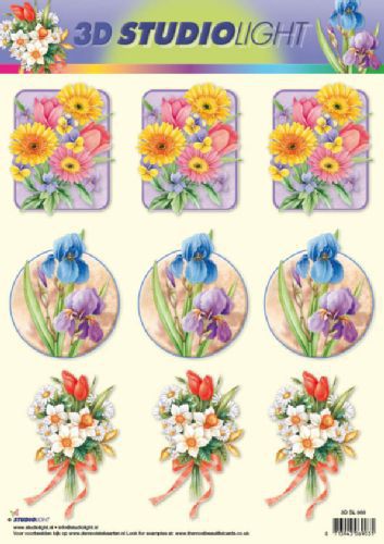 Flowers - 3DA4 Step by Step Decoupage Sheet